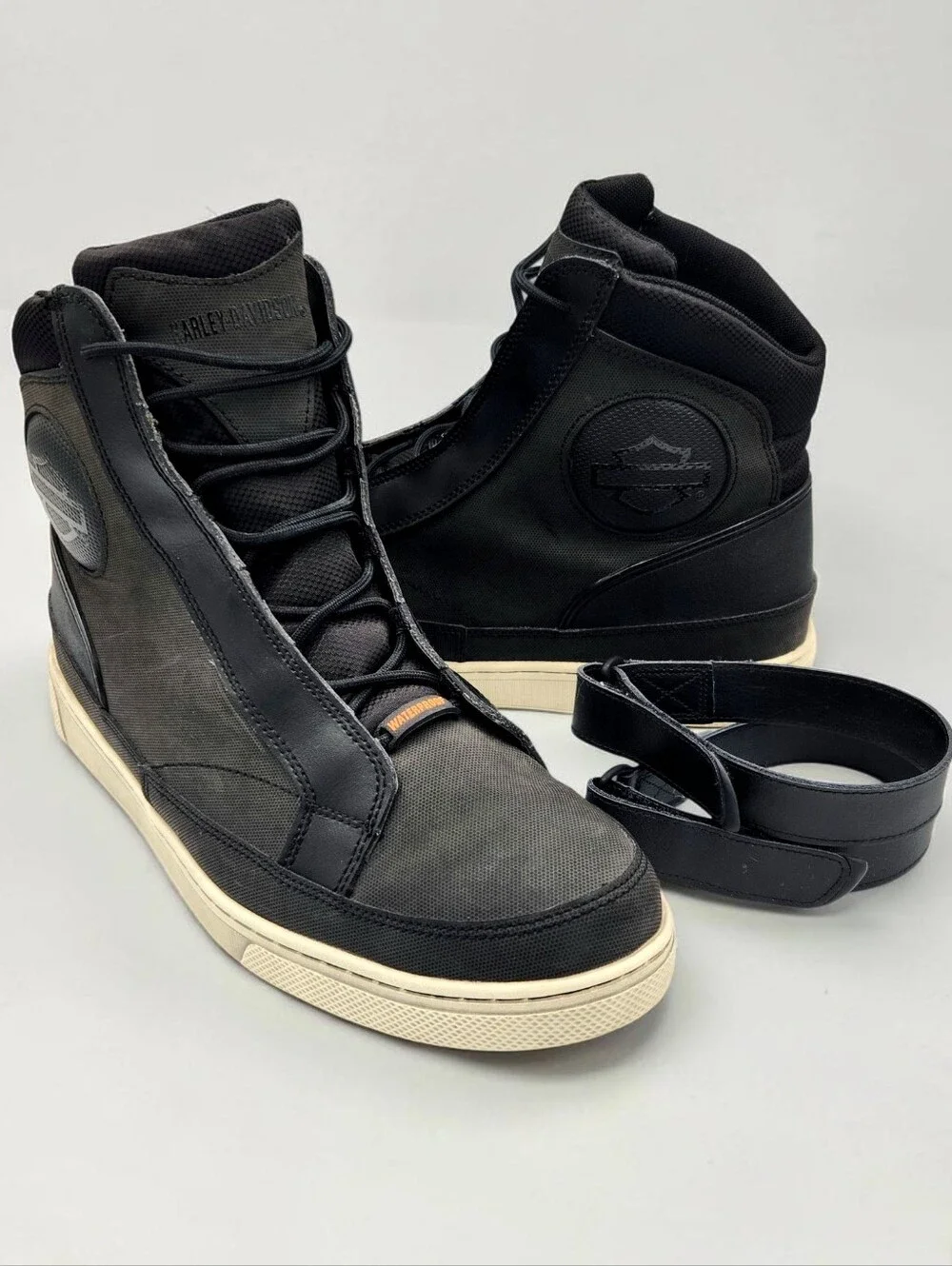 Harley Davidson Vardon Ankle Rididng Boot Black Leather Canvas  11.5 Waterproof
